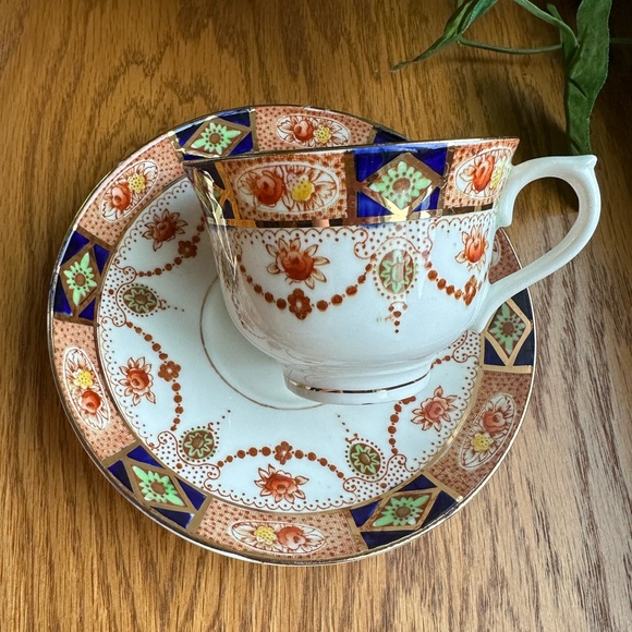 VTG Colclough Bone China England Footed Cup & Saucer 3775 Imari Style 1930’s - Picture 3 of 11